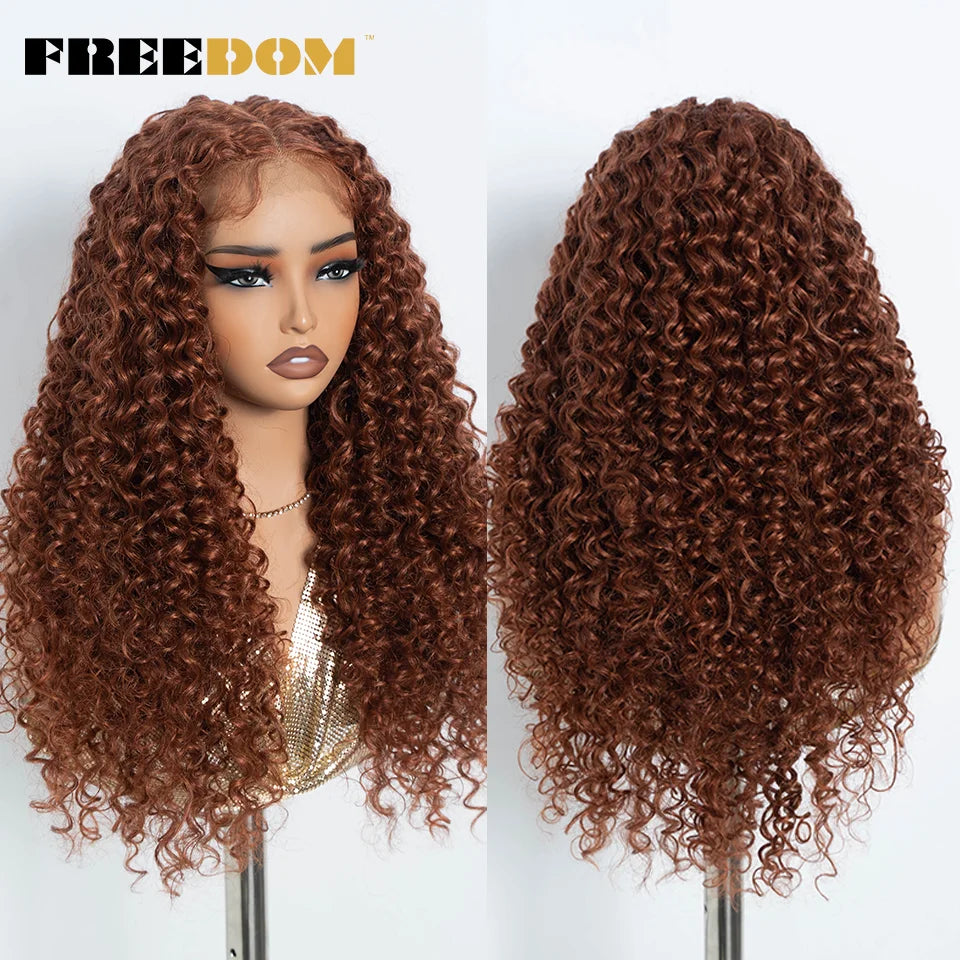 FREEDOM Synthetic Lace Front Wigs For Black Women Kinky Curly Lace Wig 30 inch Ombre Blonde Ginger Lace Wig Cosplay Wigs - Duce Closet