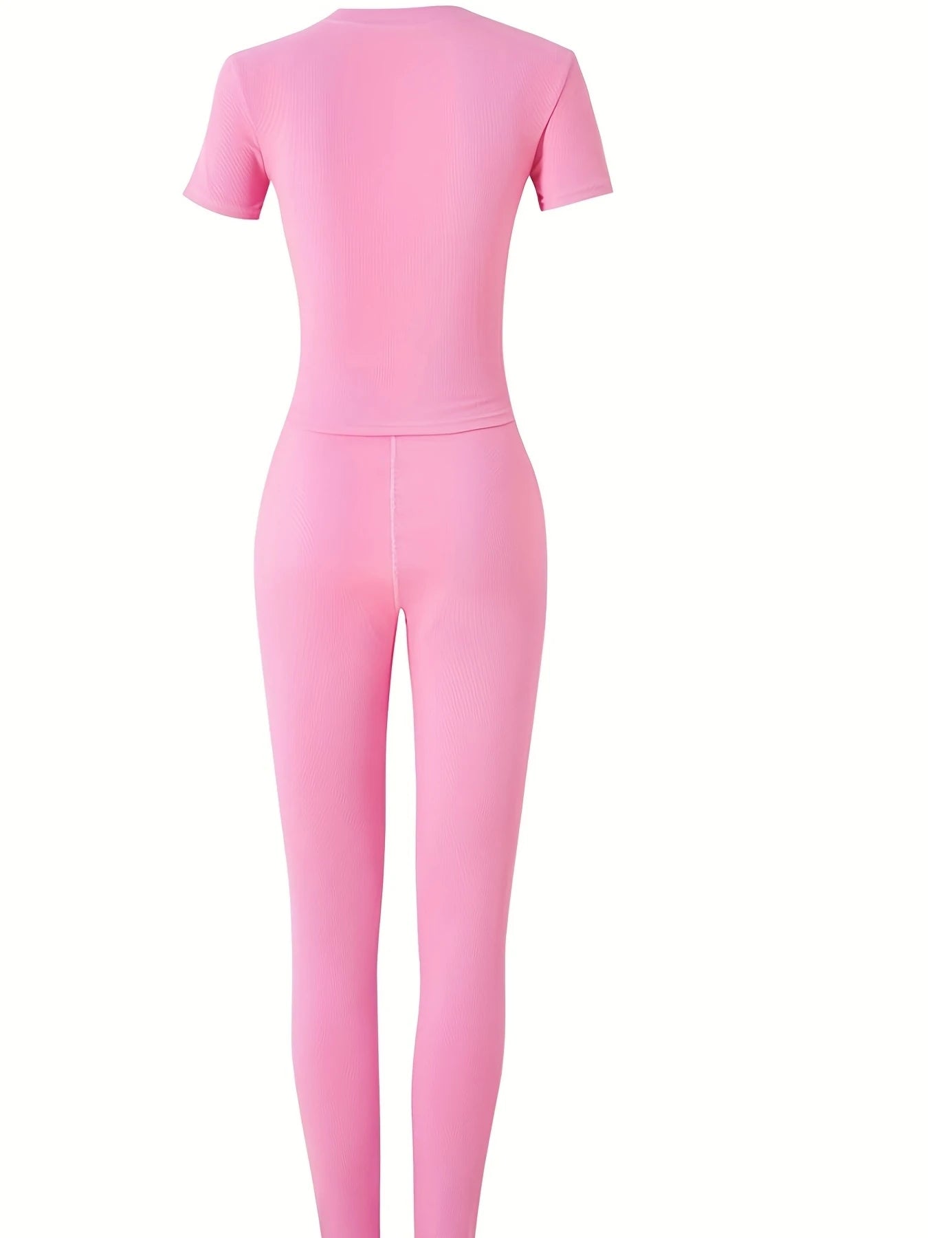 New style Lounge Wear Ribbed Casual 2 Piece Summer Shorts Set For Women Sleeve Top+Elastic Leggings Outfits - Duce Closet