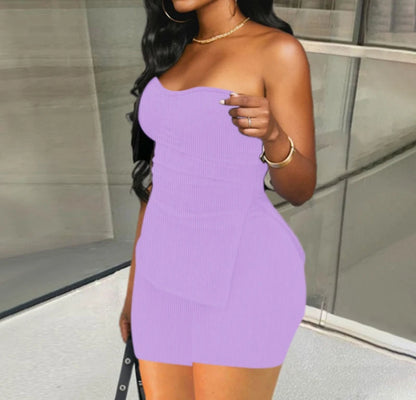 Two Piece Summer Outfits Women 2024 Fashion Sleeveless Top & Solid Shorts Y2k Casual Versatile Knit Suit for Female Streetwear - Duce Closet