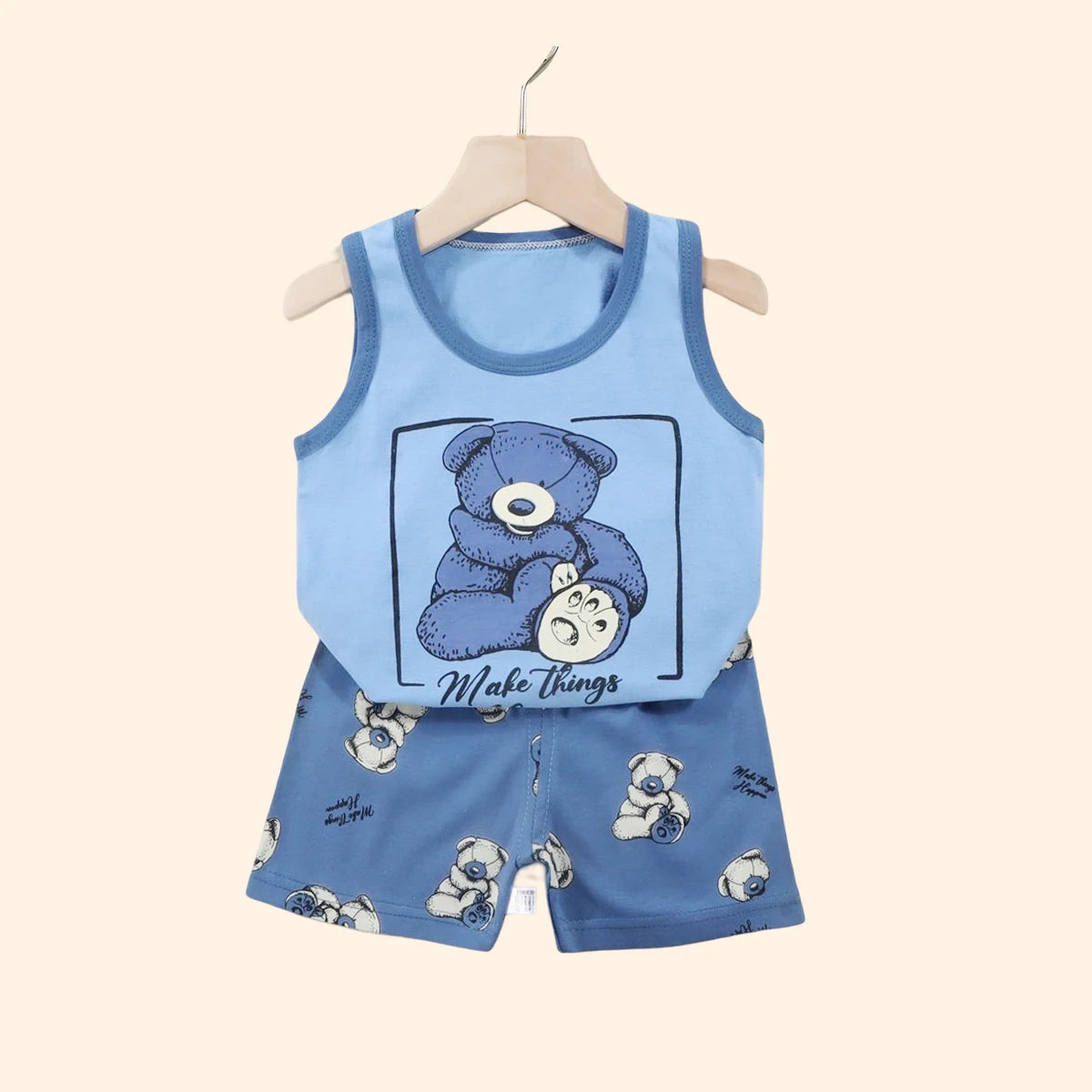 2-Piece Summer Cotton Vest & Shorts Set - Duce Closet