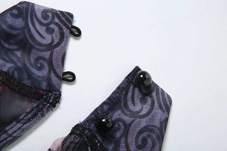 Nibber Colorful Print Jumpsuit Women Mesh  See Through Coquette Summer Backless Peach Buttocks Tight Activity Clubwear Overalls - Duce Closet