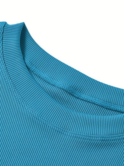 New style Lounge Wear Ribbed Casual 2 Piece Summer Shorts Set For Women Sleeve Top+Elastic Leggings Outfits - Duce Closet