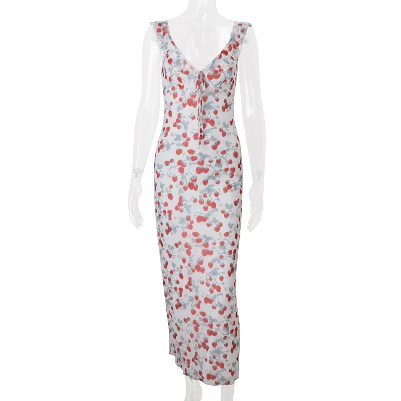 Summer Floral V-Neck Maxi Dress - Duce Closet