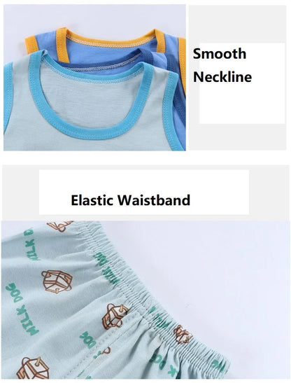 2-Piece Summer Cotton Vest & Shorts Set - Duce Closet