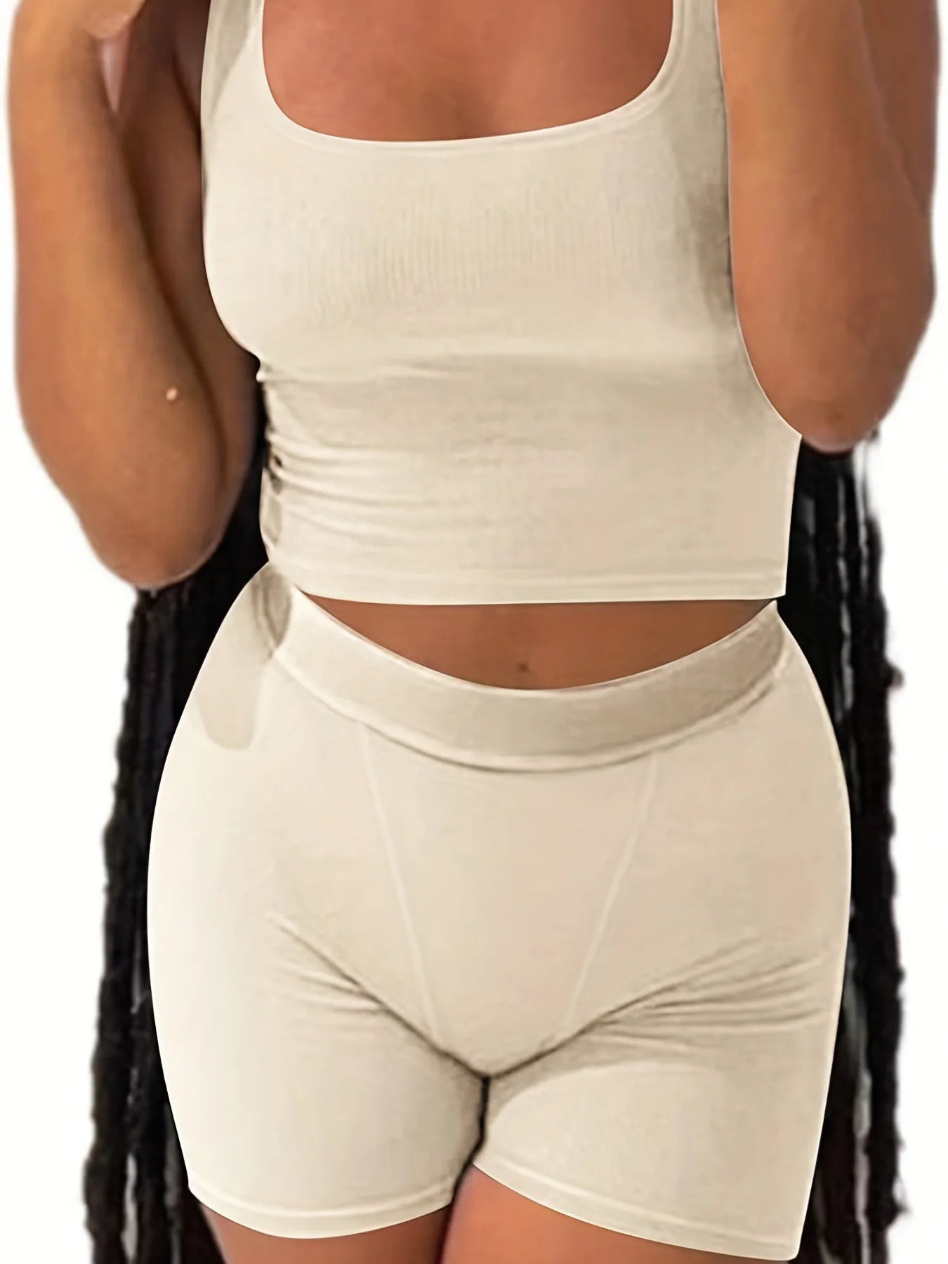 Casual Workout Two Piece Outfits for Women Fitted Crew Neck T-shirt High Waist pants Matching Sets Streetwear - Duce Closet