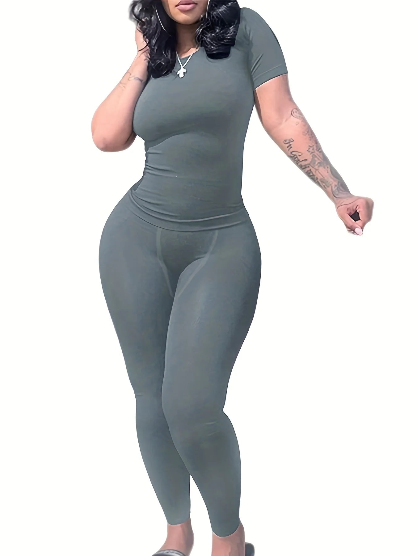 New style Lounge Wear Ribbed Casual 2 Piece Summer Shorts Set For Women Sleeve Top+Elastic Leggings Outfits - Duce Closet