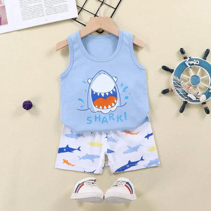 2-Piece Summer Cotton Vest & Shorts Set - Duce Closet