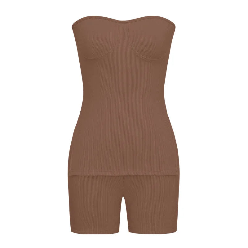 Two Piece Summer Outfits Women 2024 Fashion Sleeveless Top & Solid Shorts Y2k Casual Versatile Knit Suit for Female Streetwear - Duce Closet