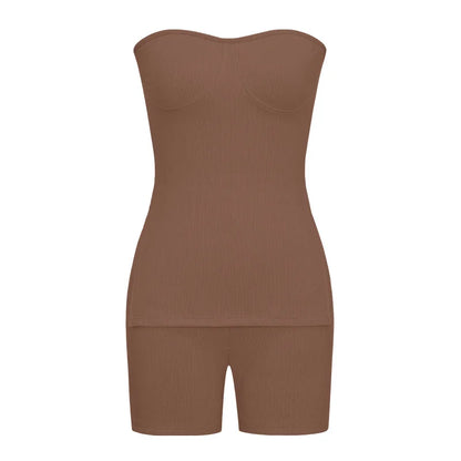 Two Piece Summer Outfits Women 2024 Fashion Sleeveless Top & Solid Shorts Y2k Casual Versatile Knit Suit for Female Streetwear - Duce Closet