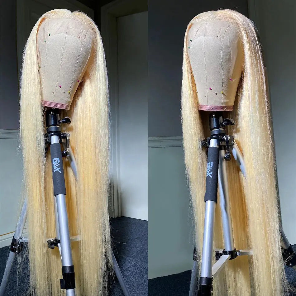 13x6 HD Transparent 613 Blonde Lace Frontal Human Hair Wigs Brazilian Straight Lace Front Human Hair Wigs Can Be Dyed Any Color - Duce Closet