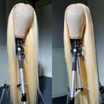 13x6 HD Transparent 613 Blonde Lace Frontal Human Hair Wigs Brazilian Straight Lace Front Human Hair Wigs Can Be Dyed Any Color - Duce Closet