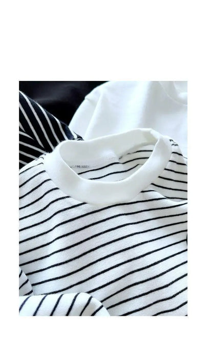 Striped Long-Sleeve Cotton T-Shirt - Duce Closet