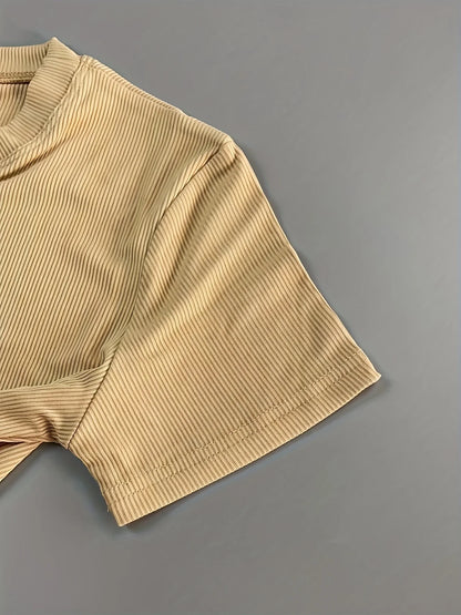 New style Lounge Wear Ribbed Casual 2 Piece Summer Shorts Set For Women Sleeve Top+Elastic Leggings Outfits - Duce Closet