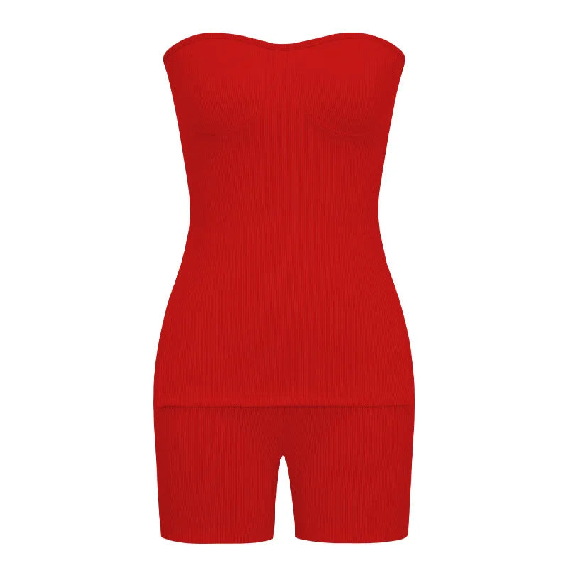 Two Piece Summer Outfits Women 2024 Fashion Sleeveless Top & Solid Shorts Y2k Casual Versatile Knit Suit for Female Streetwear - Duce Closet