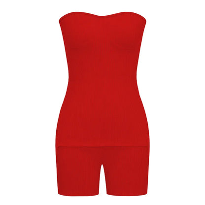 Two Piece Summer Outfits Women 2024 Fashion Sleeveless Top & Solid Shorts Y2k Casual Versatile Knit Suit for Female Streetwear - Duce Closet