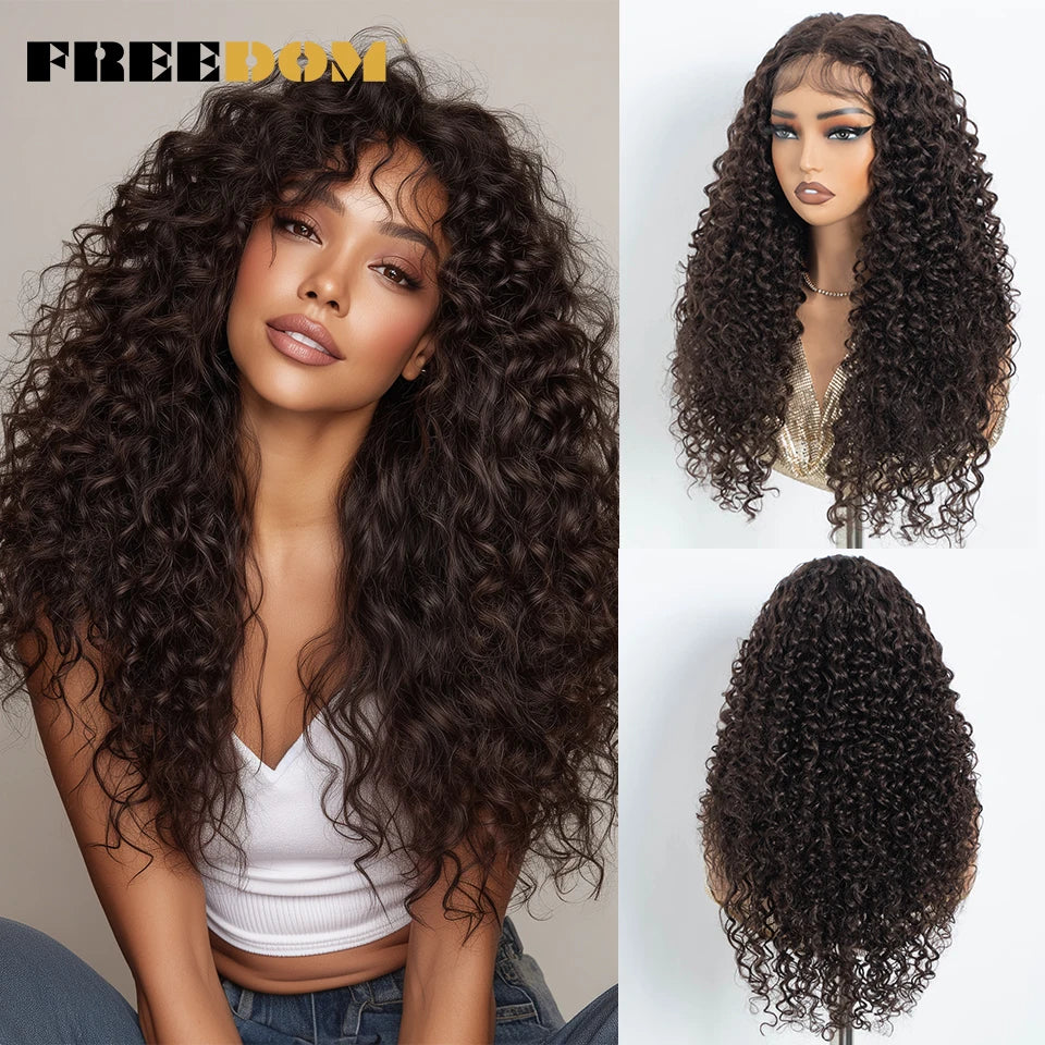 FREEDOM Synthetic Lace Front Wigs For Black Women Kinky Curly Lace Wig 30 inch Ombre Blonde Ginger Lace Wig Cosplay Wigs - Duce Closet
