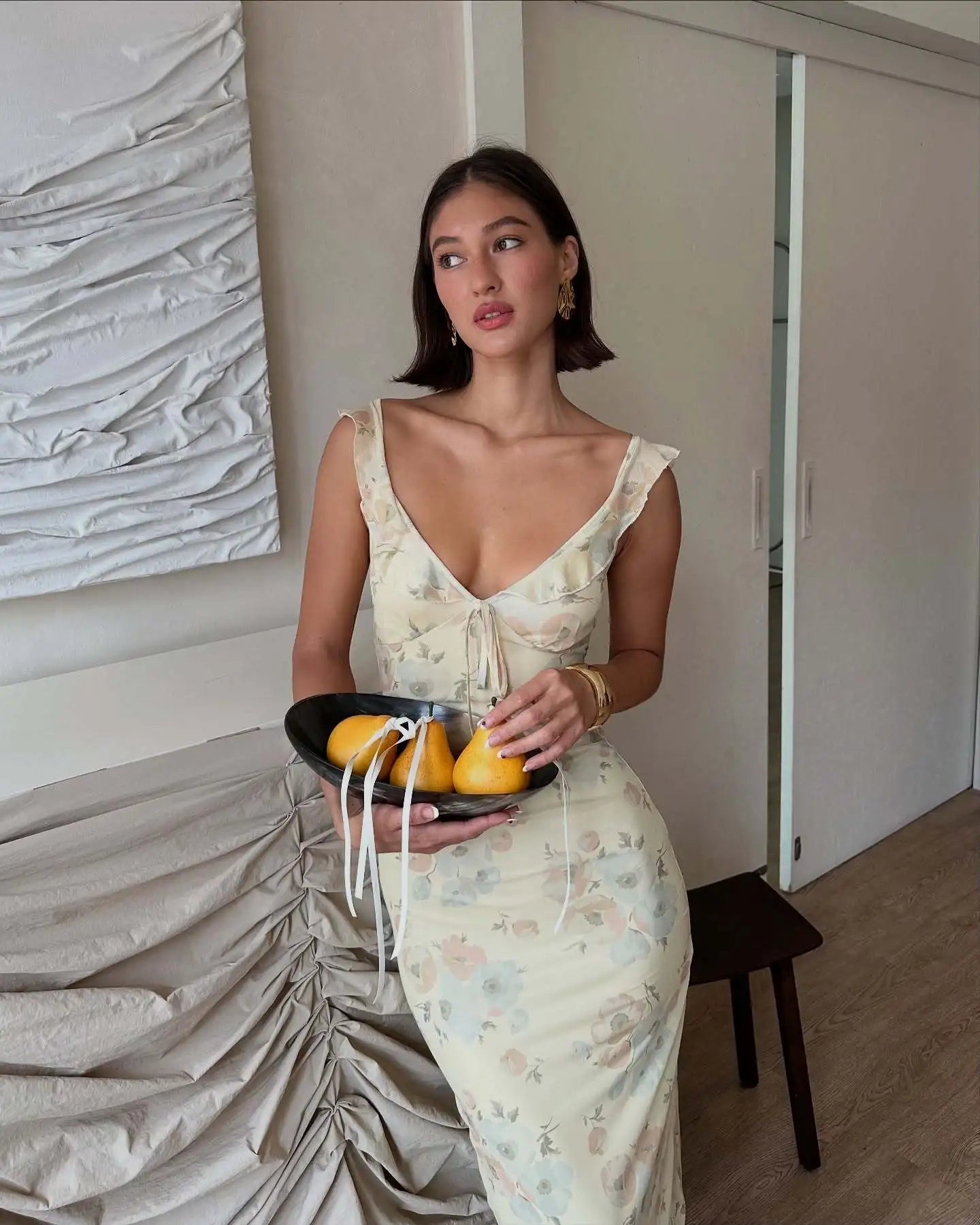 Summer Floral V-Neck Maxi Dress - Duce Closet