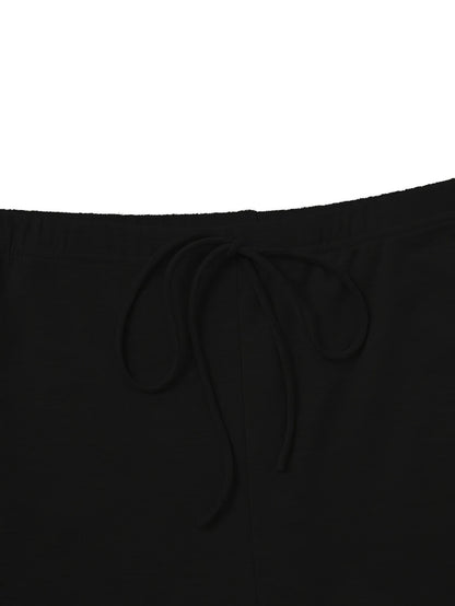 Plus Size Solid Two-piece Set Crew Neck Short Sleeve Top & Cut Out Shorts Outfits Women's Plus Size Clothing - Duce Closet