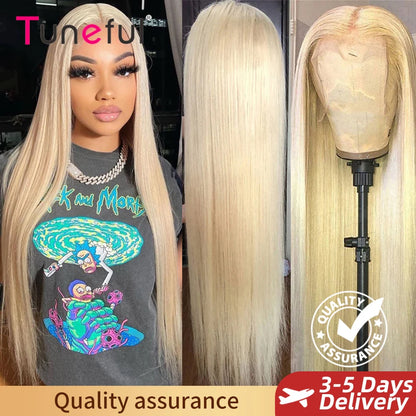 13x6 HD Transparent 613 Blonde Lace Frontal Human Hair Wigs Brazilian Straight Lace Front Human Hair Wigs Can Be Dyed Any Color - Duce Closet