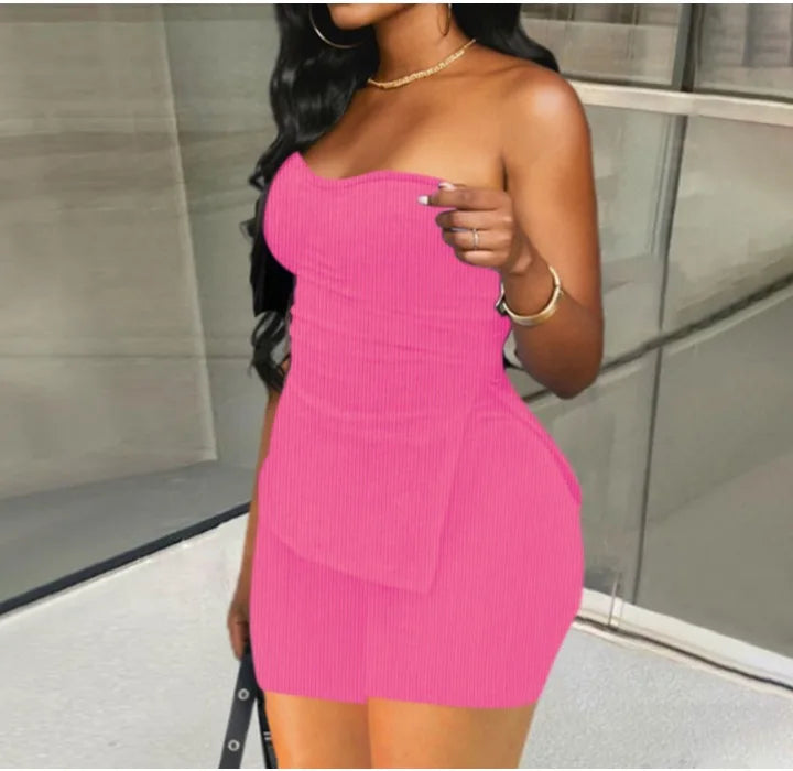 Two Piece Summer Outfits Women 2024 Fashion Sleeveless Top & Solid Shorts Y2k Casual Versatile Knit Suit for Female Streetwear - Duce Closet