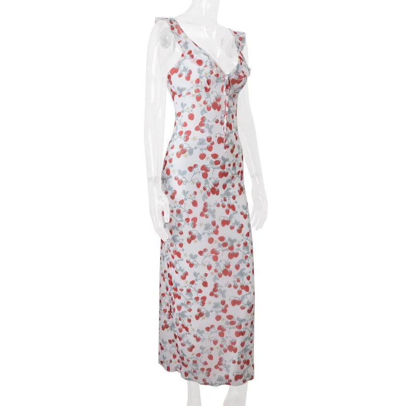 Summer Floral V-Neck Maxi Dress - Duce Closet