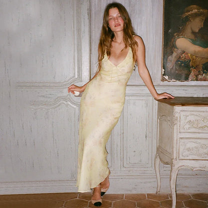 Summer Floral V-Neck Maxi Dress - Duce Closet