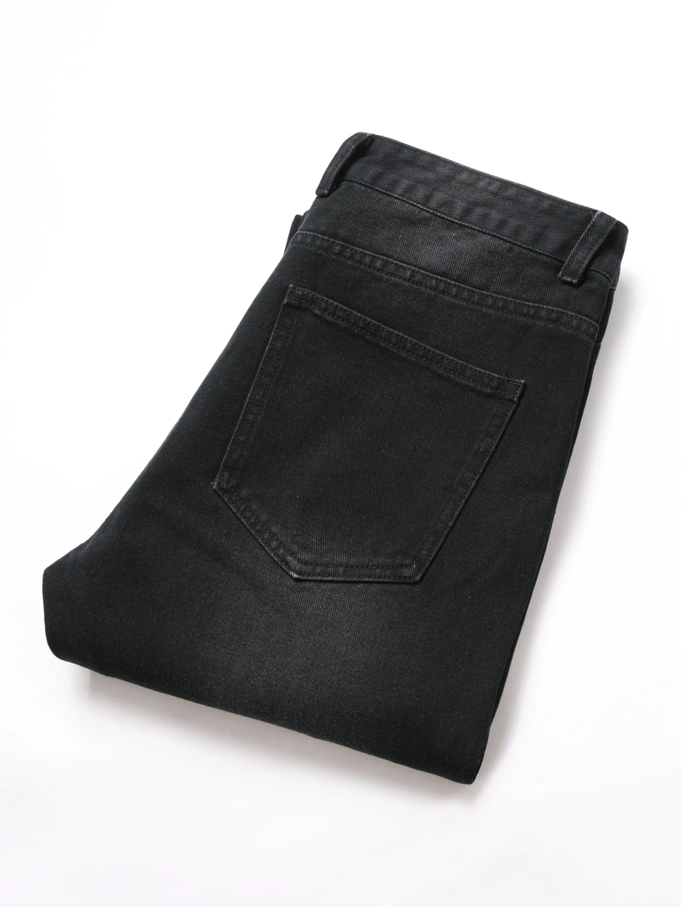 Men's Jeans Black Denim Pants Straight Leg Comfort Mid Waist White Embroidery Casual Streetwear Spring Slim Fit Trousers - Duce Closet