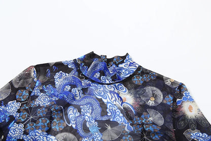 Nibber Colorful Print Jumpsuit Women Mesh  See Through Coquette Summer Backless Peach Buttocks Tight Activity Clubwear Overalls - Duce Closet