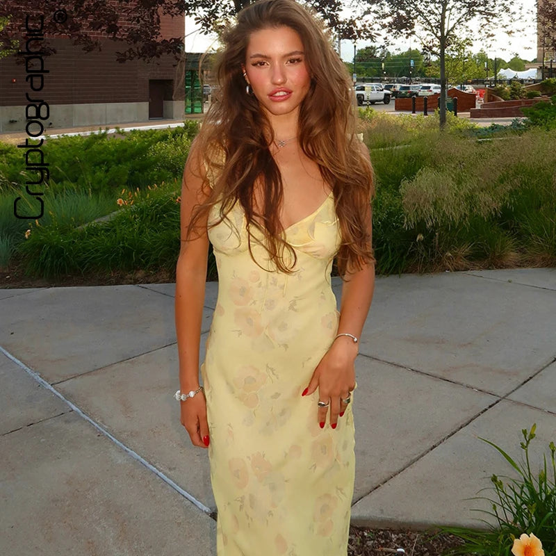 Summer Floral V-Neck Maxi Dress - Duce Closet