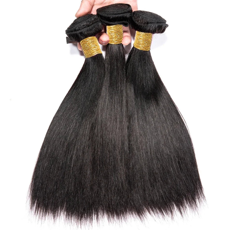 Wholesale Hair Raw Indian Straight Human Hair Bundles Natural Black For Women Bone Straight Hair Extensions 2/3 Bundles Deal - Duce Closet