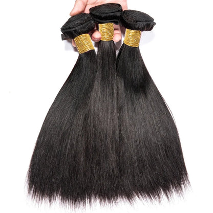 Wholesale Hair Raw Indian Straight Human Hair Bundles Natural Black For Women Bone Straight Hair Extensions 2/3 Bundles Deal - Duce Closet