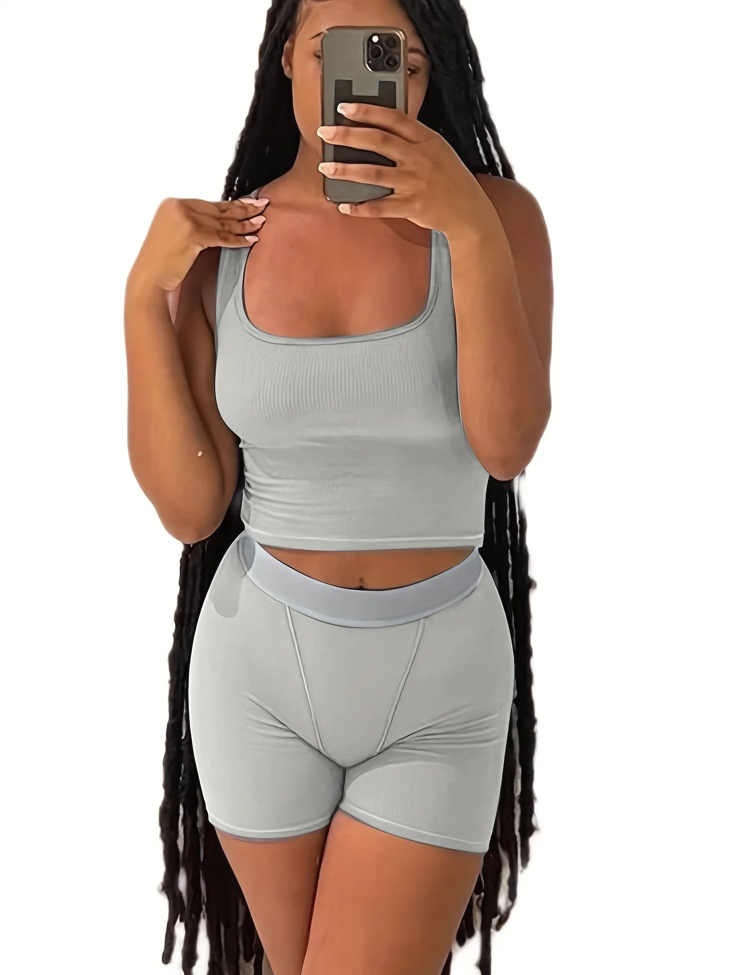 Casual Workout Two Piece Outfits for Women Fitted Crew Neck T-shirt High Waist pants Matching Sets Streetwear - Duce Closet