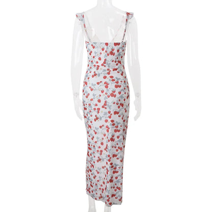 Summer Floral V-Neck Maxi Dress - Duce Closet
