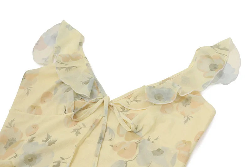 Summer Floral V-Neck Maxi Dress - Duce Closet