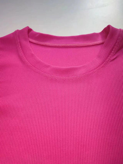 New style Lounge Wear Ribbed Casual 2 Piece Summer Shorts Set For Women Sleeve Top+Elastic Leggings Outfits - Duce Closet