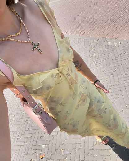 Summer Floral V-Neck Maxi Dress - Duce Closet