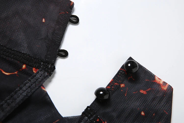 Nibber Colorful Print Jumpsuit Women Mesh  See Through Coquette Summer Backless Peach Buttocks Tight Activity Clubwear Overalls - Duce Closet