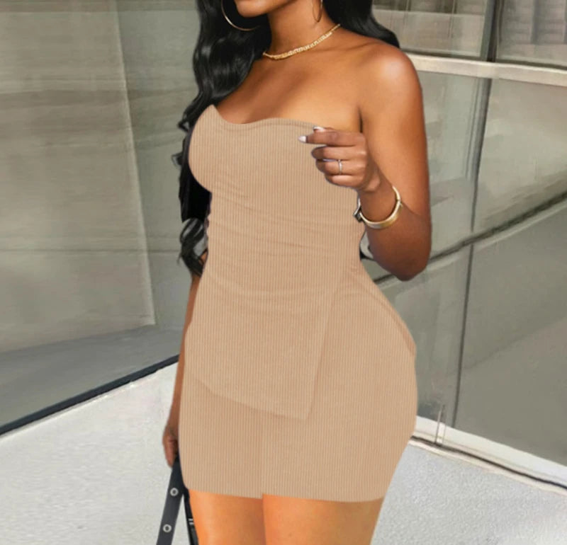 Two Piece Summer Outfits Women 2024 Fashion Sleeveless Top & Solid Shorts Y2k Casual Versatile Knit Suit for Female Streetwear - Duce Closet